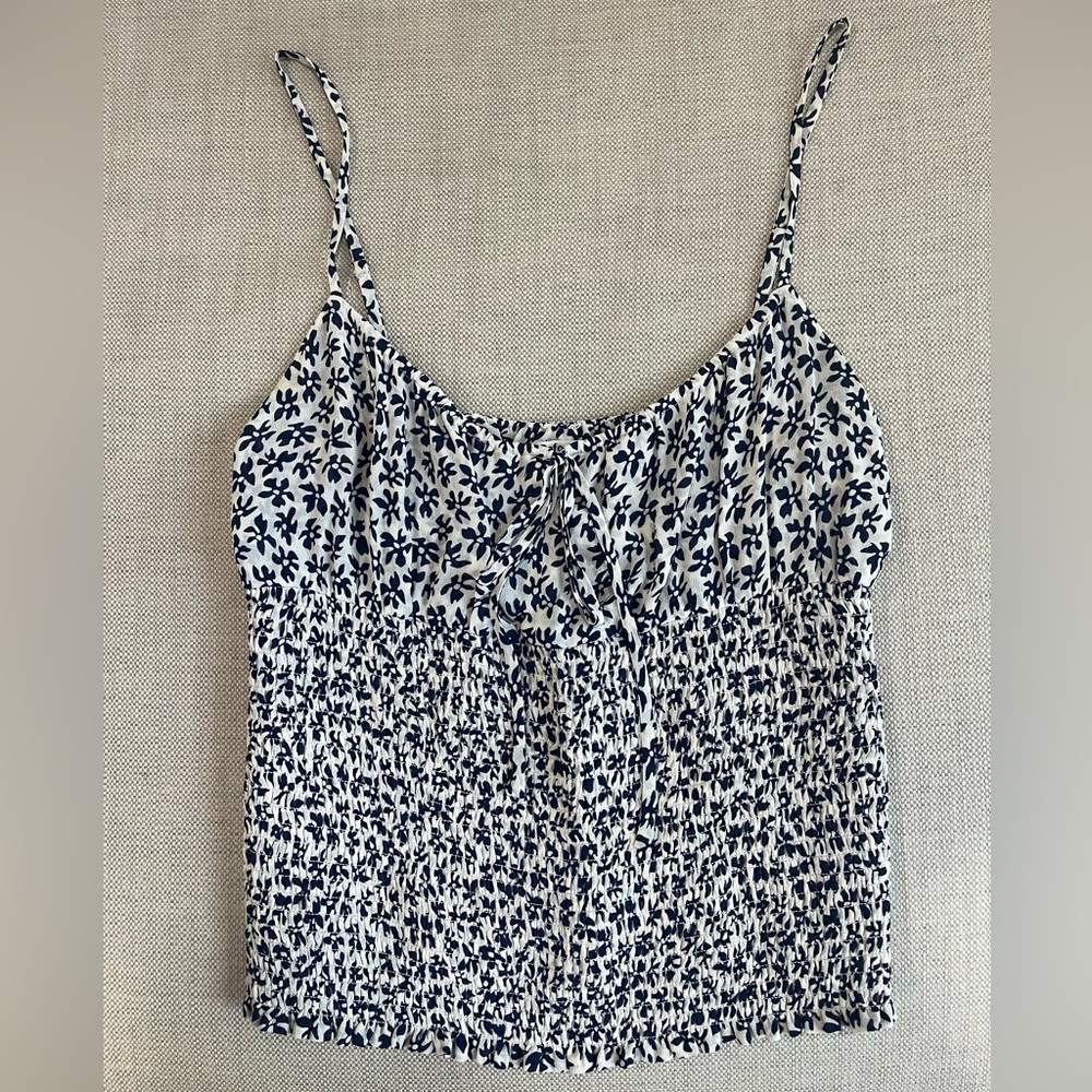 Reformation Navy and White Floral Tank Too